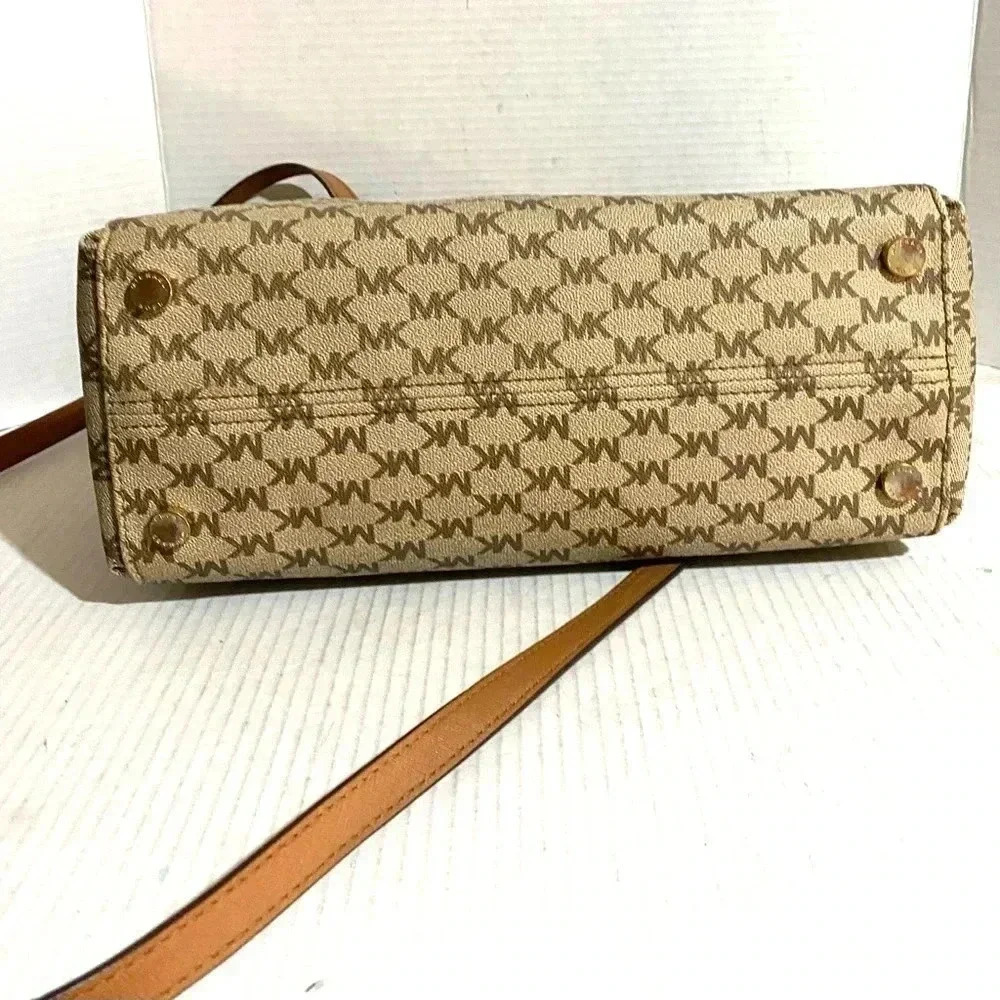 Michael kors MK signature print canvas satchel ha… - image 11